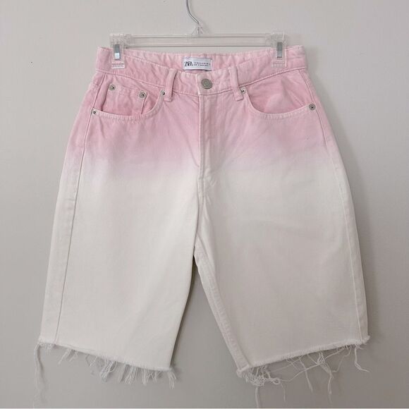 Zara Pants - ⭕️ ZARA DENIM Shorts White Pink Ombré 6 Medium